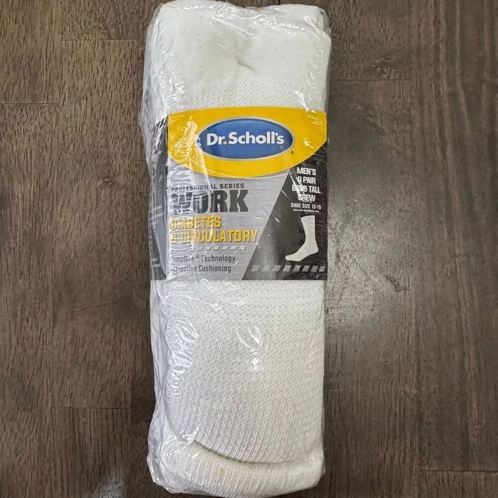 Dr. Scholl's Mens Diabetes and Circulatory Crew Socks, 4 pack